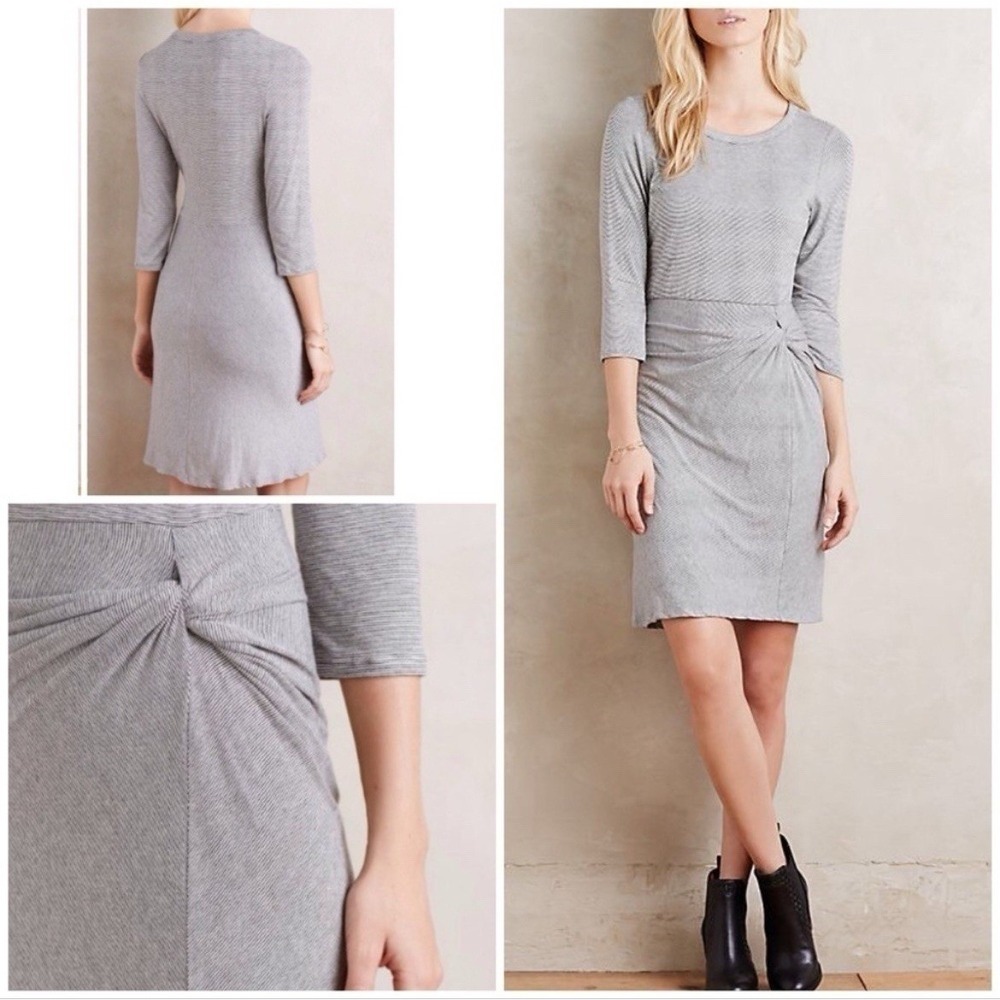 Anthropologie AMADI Jersey Twist Front Bodycon Dress Women's‎ Large Stripe USA